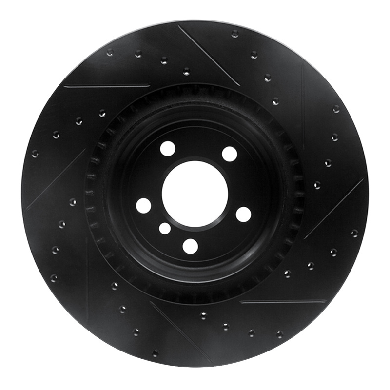 Picture of R1 09-19 BMW 750LI Rear Left Drilled & Slotted Black Brake Rotor