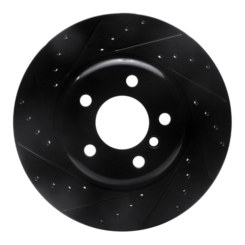 Picture of R1 11-16 BMW 528I xDrive Front Left Drilled & Slotted Black Brake Rotor