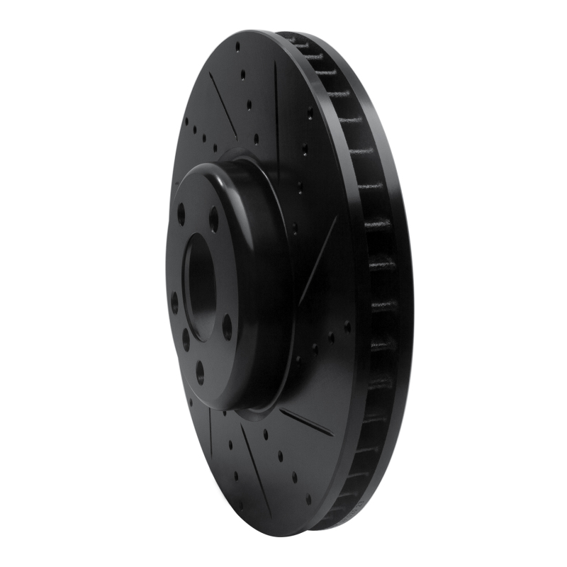 Picture of R1 10-18 BMW 550I Left Front Drilled & Slotted Black Brake Rotor
