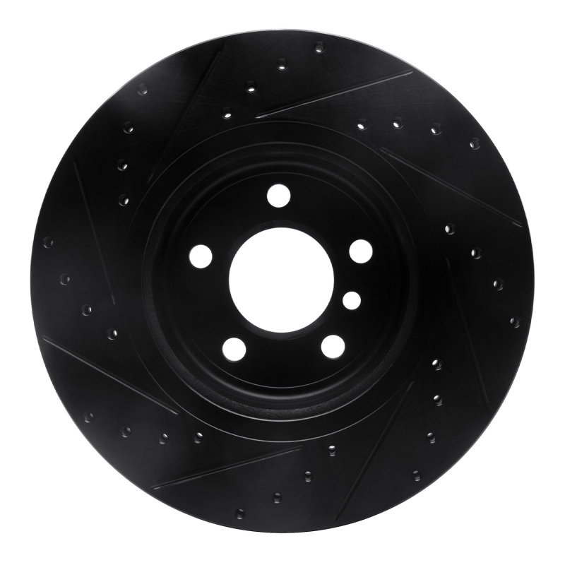 Picture of R1 11-16 BMW 528I xDrive Front Right Drilled & Slotted Black Brake Rotor