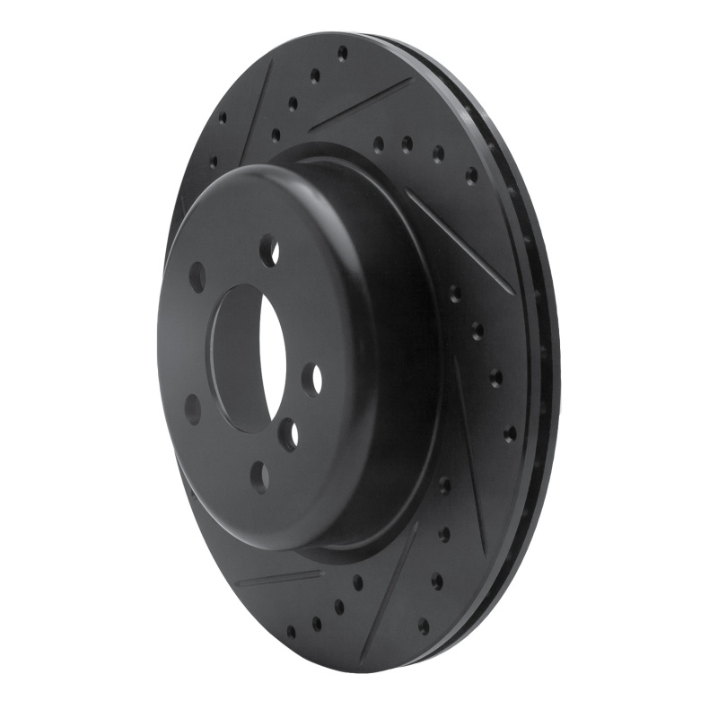 Picture of R1 11-16 BMW 535I Rear Left Drilled & Slotted Black Brake Rotor