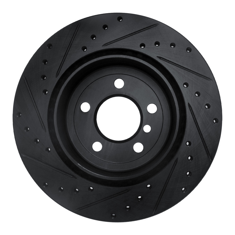 Picture of R1 11-16 BMW 535I Rear Right Drilled & Slotted Black Brake Rotor
