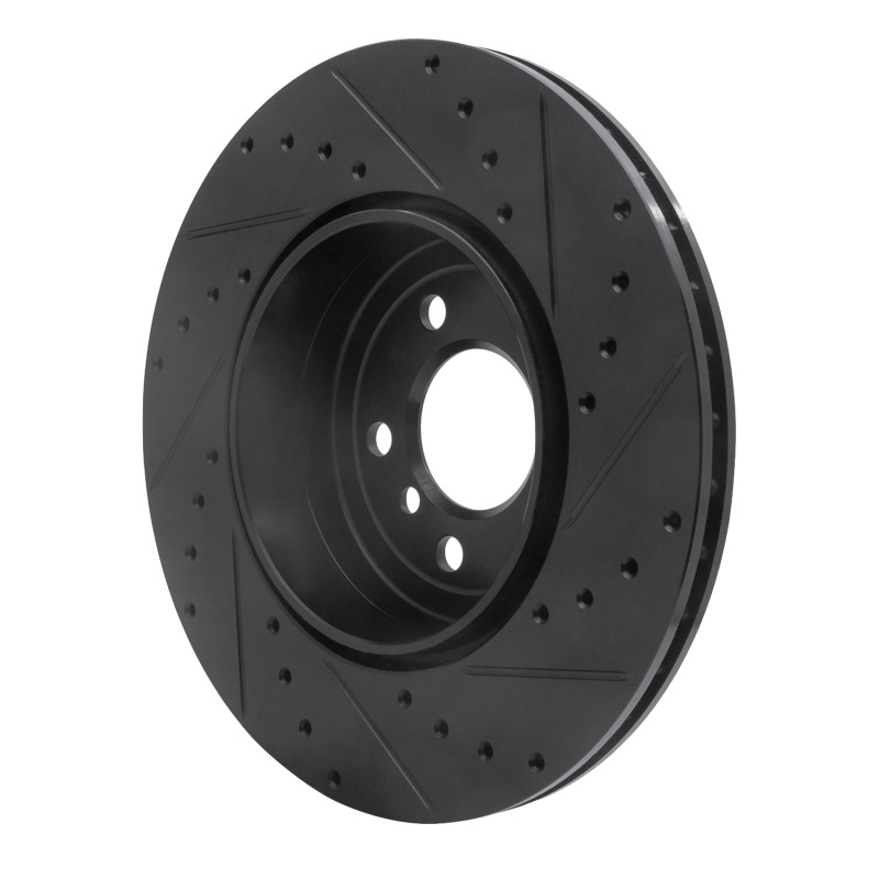 Picture of R1 10-19 BMW 535I GT Rear Left Drilled & Slotted Black Brake Rotor