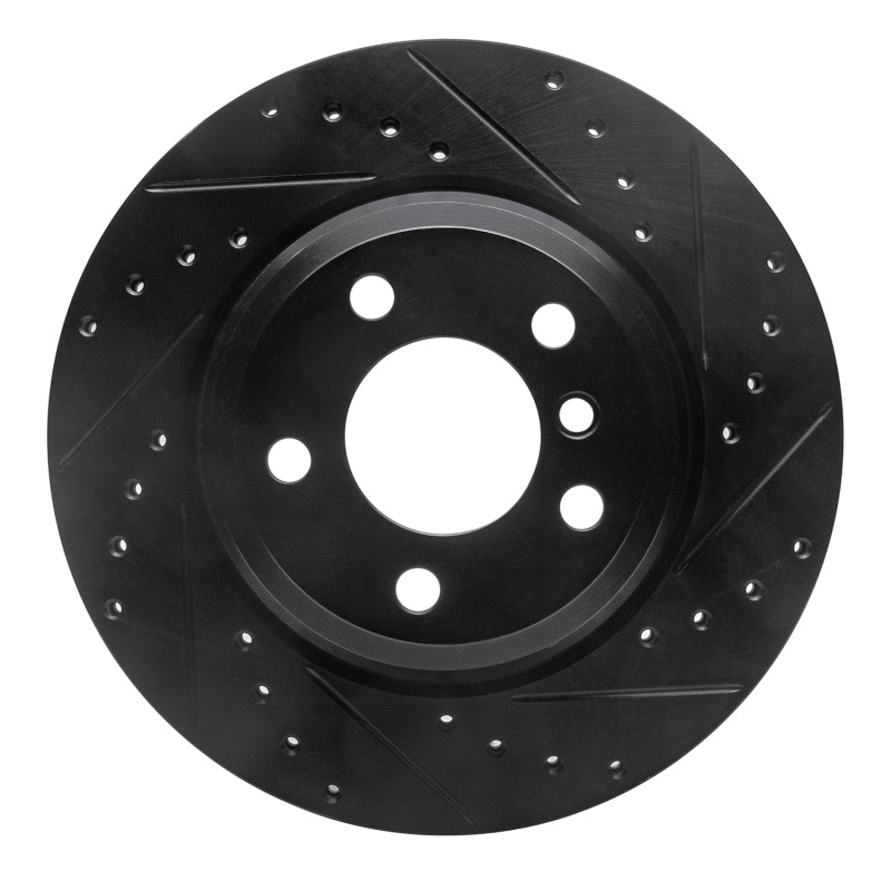Picture of R1 12-20 BMW 335I GT xDrive Rear Right Drilled & Slotted Black Brake Rotor