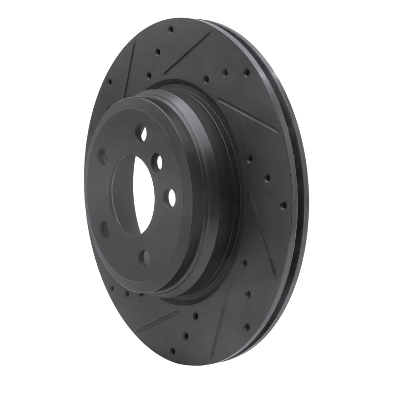 Picture of R1 12-20 BMW 330I Rear Left Drilled & Slotted Black Brake Rotor