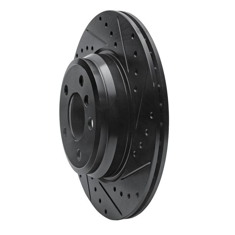 Picture of R1 12-20 BMW 335I GT xDrive Rear Right Drilled & Slotted Black Brake Rotor