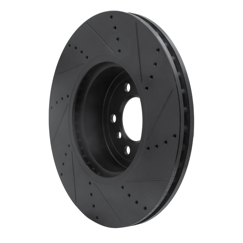 Picture of R1 13-20 BMW 440I Gran Coupe Front Left Drilled & Slotted Black Brake Rotor