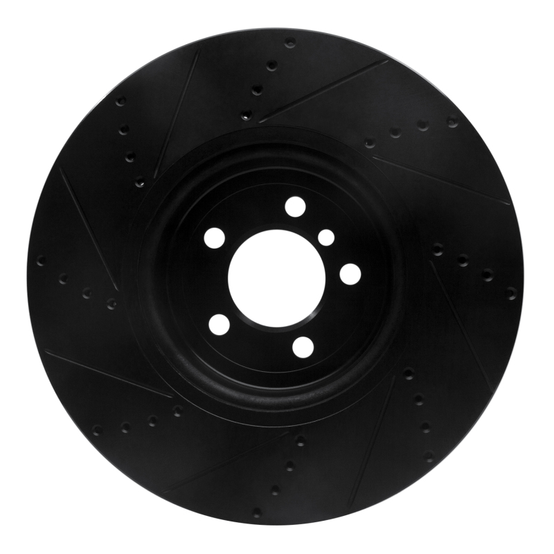 Picture of R1 13-20 BMW 440I Coupe Front Right Drilled & Slotted Black Brake Rotor