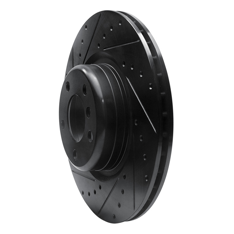 Picture of R1 12-20 BMW M240I Coupe & Convertible Rear Left Drilled & Slotted Black Brake Rotor