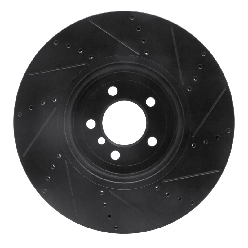 Picture of R1 13-20 BMW 440I Gran Coupe Front Left Drilled & Slotted Black Brake Rotor