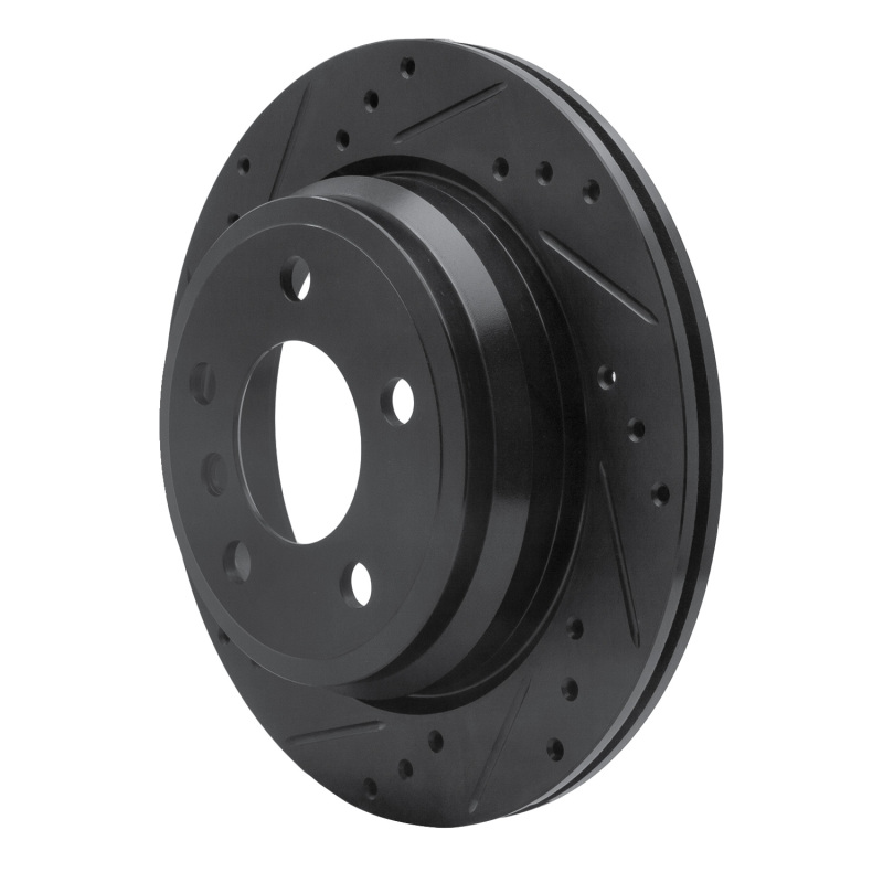 Picture of R1 06-20 BMW 328I Rear Left Drilled & Slotted Black Brake Rotor