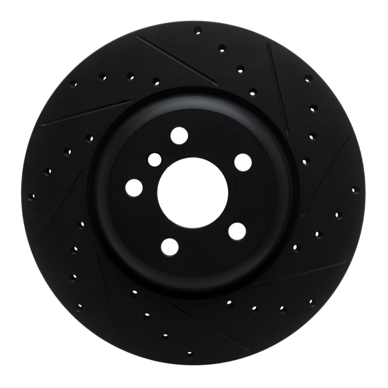 Picture of R1 16-25 BMW 330e Rear Right Drilled & Slotted Black Brake Rotor