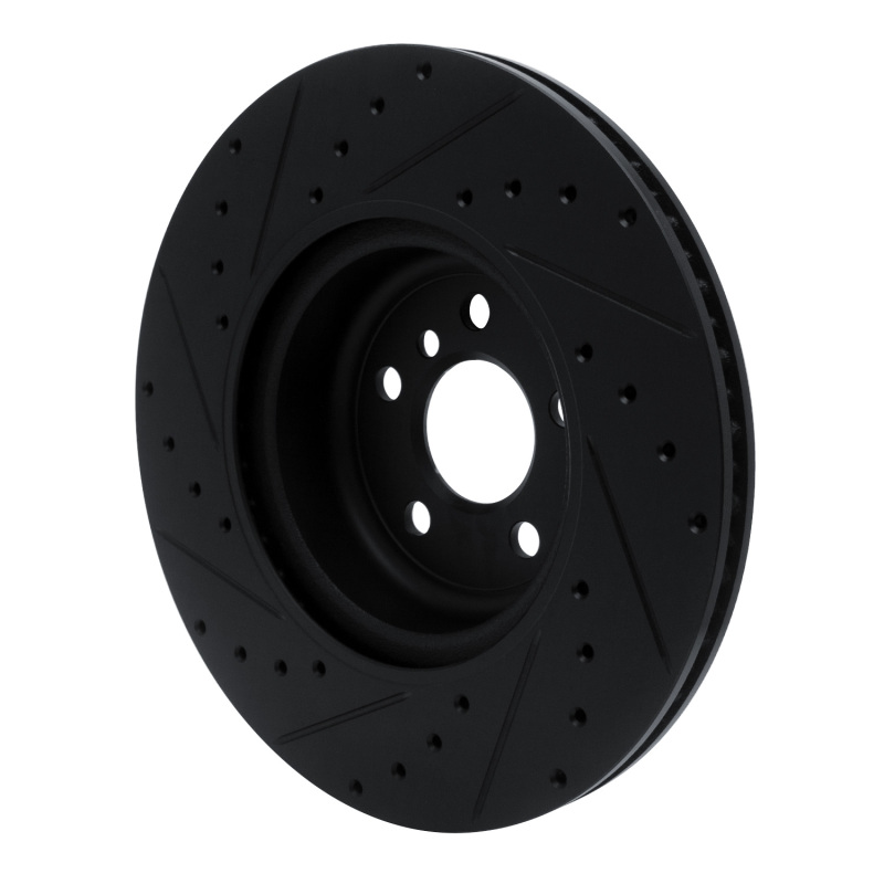 Picture of R1 16-25 BMW 330e Rear Right Drilled & Slotted Black Brake Rotor