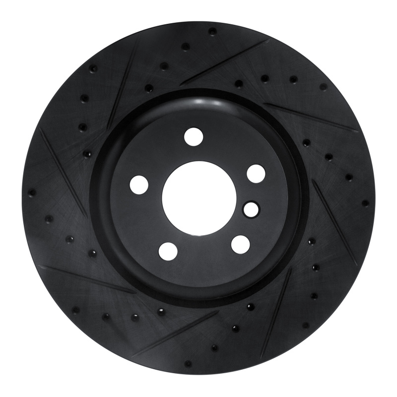 Picture of R1 16-25 BMW 430I Rear Left Drilled & Slotted Black Brake Rotor