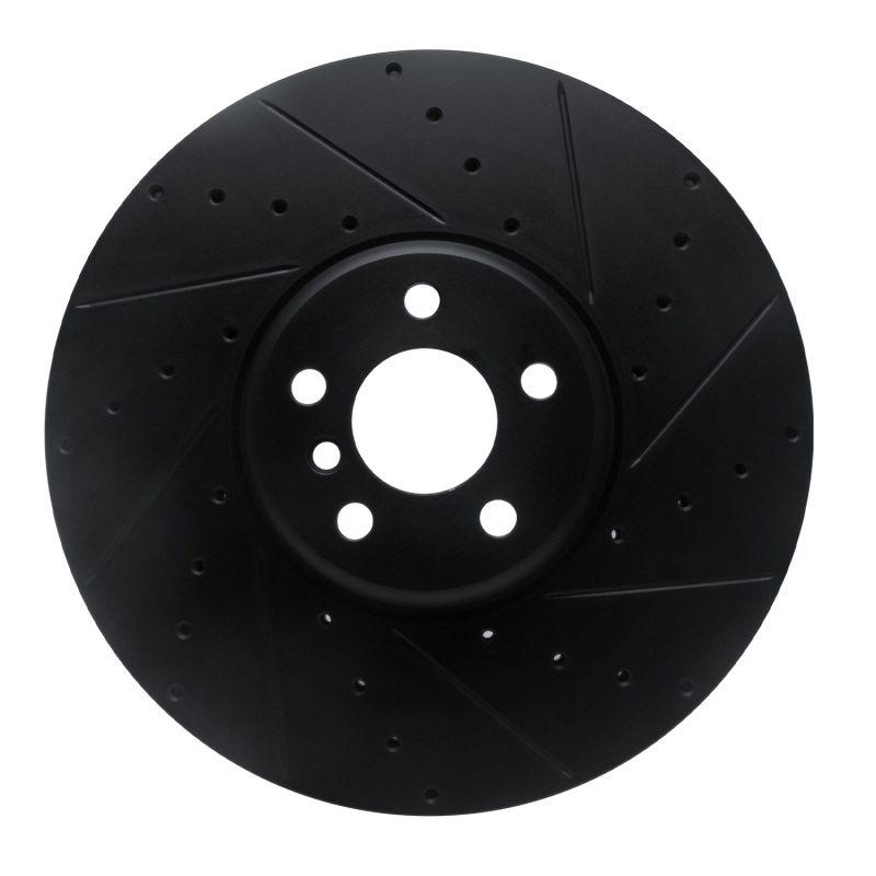 Picture of R1 16-25 BMW i7 Right Front Drilled & Slotted Black Brake Rotor