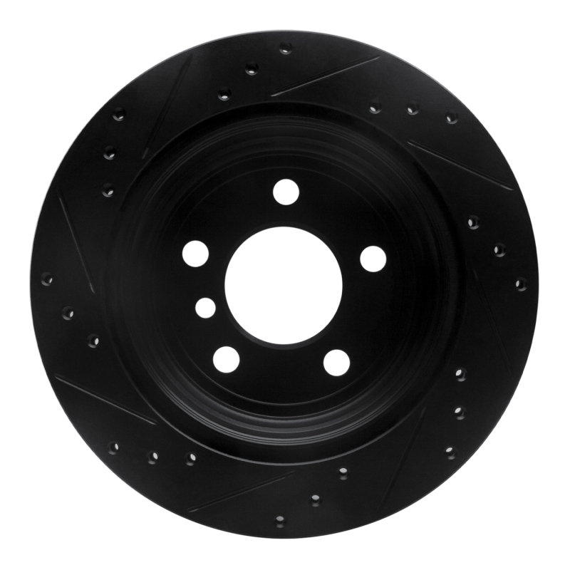 Picture of R1 06-20 BMW 325XI Rear Right Drilled & Slotted Black Brake Rotor