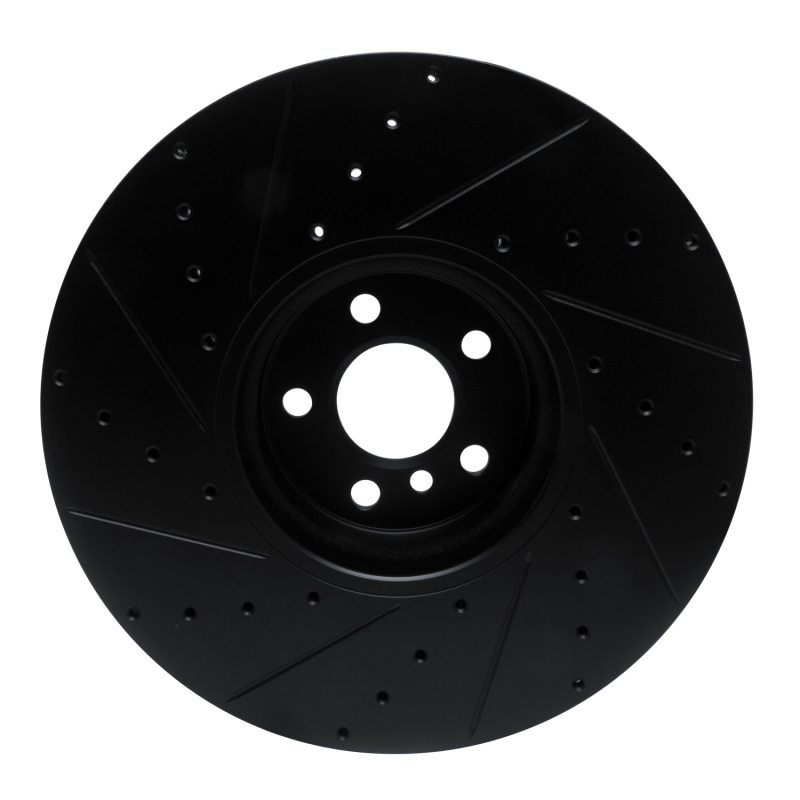 Picture of R1 16-25 BMW i7 Right Front Drilled & Slotted Black Brake Rotor
