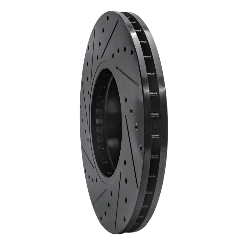 Picture of R1 00-06 BMW X5 Front Right Drilled & Slotted Black Brake Rotor