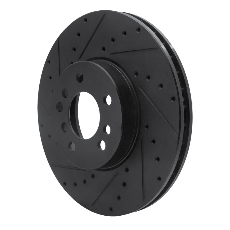 Picture of R1 00-06 BMW X5 Front Left Drilled & Slotted Black Brake Rotor
