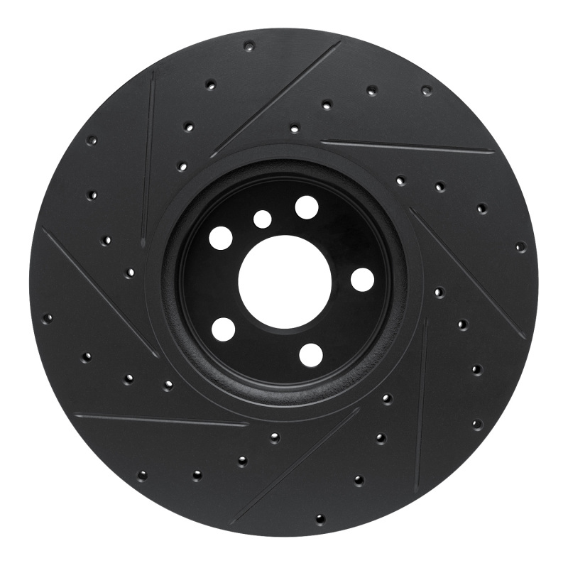 Picture of R1 16-25 BMW 330e Left Front Drilled & Slotted Black Brake Rotor