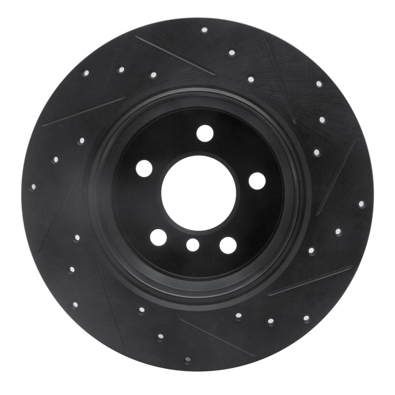 Picture of R1 00-06 BMW X5 Rear Left Drilled & Slotted Black Brake Rotor