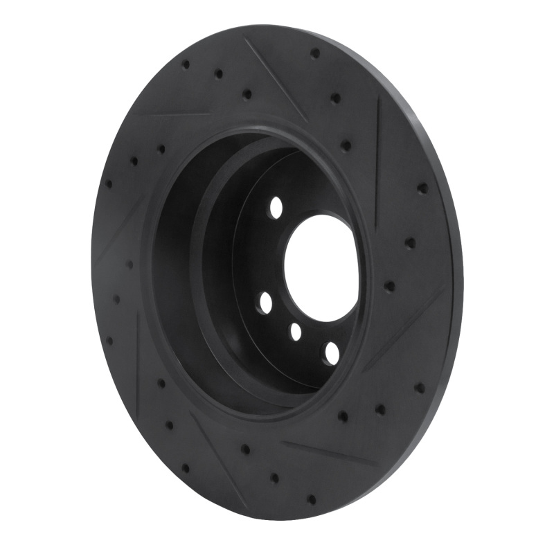 Picture of R1 00-06 BMW X5 Rear Left Drilled & Slotted Black Brake Rotor