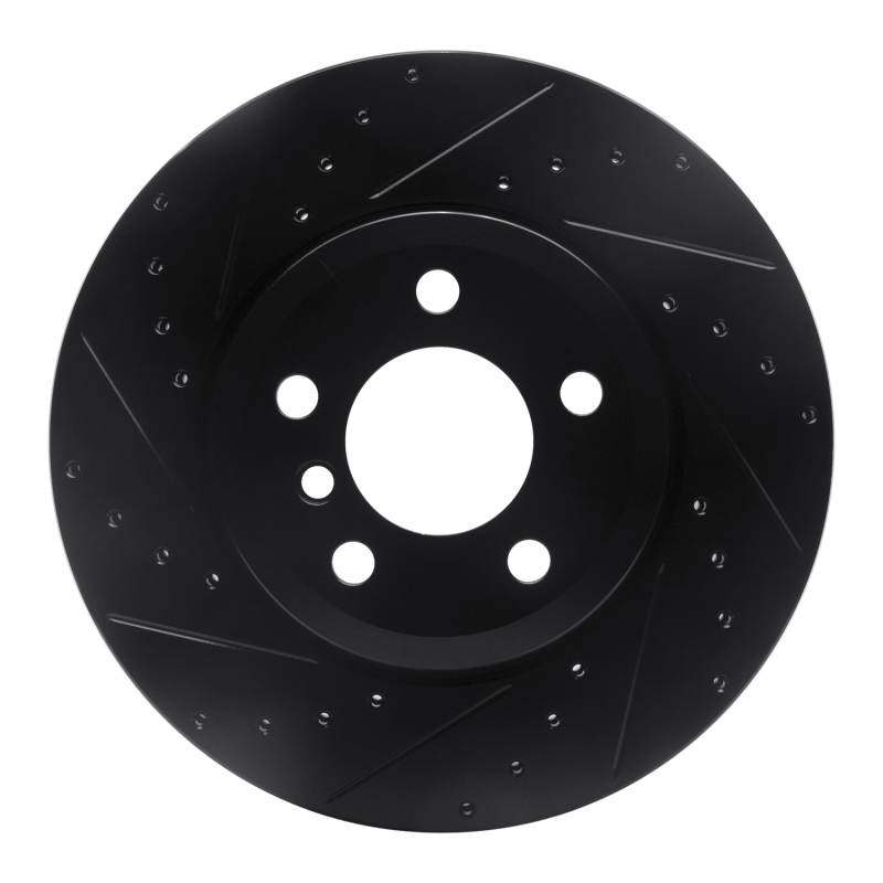 Picture of R1 07-19 BMW X6 Rear Left Drilled & Slotted Black Brake Rotor