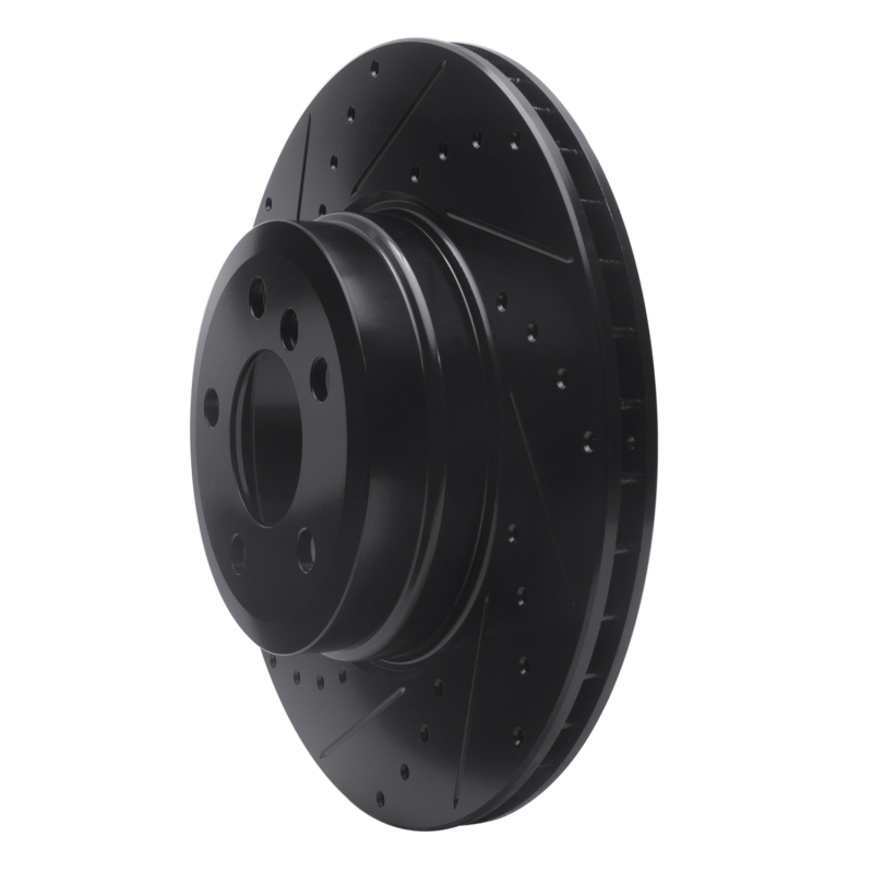 Picture of R1 07-19 BMW X6 Rear Left Drilled & Slotted Black Brake Rotor