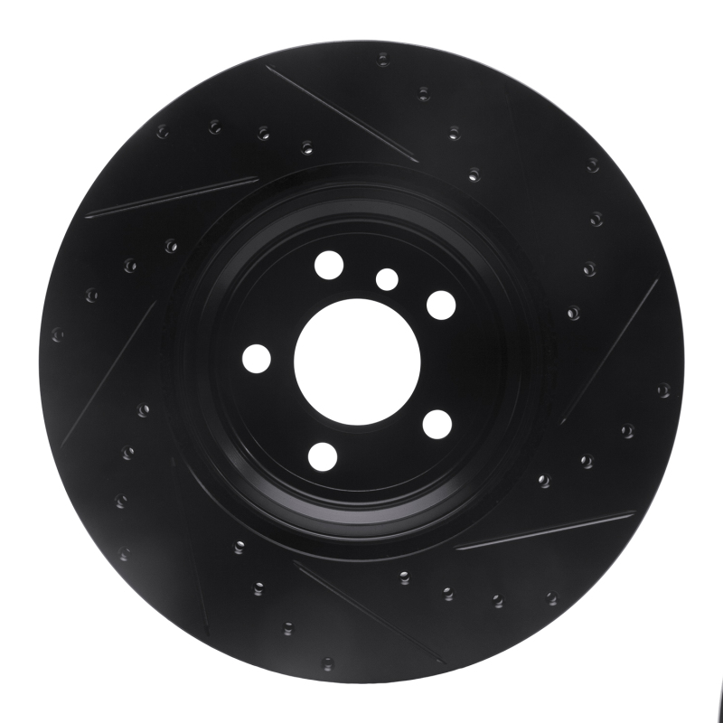 Picture of R1 07-19 BMW X6 Rear Left Drilled & Slotted Black Brake Rotor
