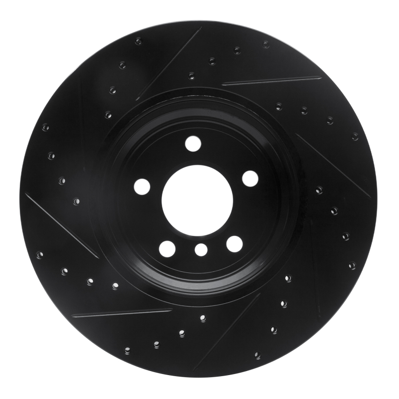 Picture of R1 07-19 BMW X6 Rear Right Drilled & Slotted Black Brake Rotor