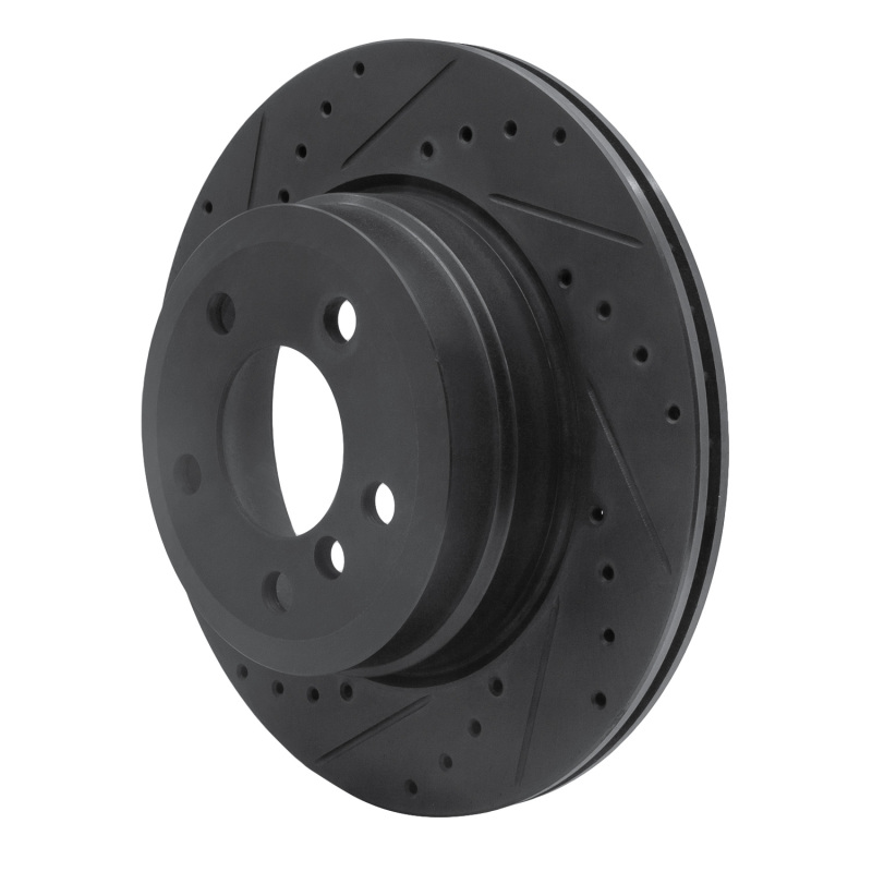 Picture of R1 07-19 BMW X5 Rear Left Drilled & Slotted Black Brake Rotor