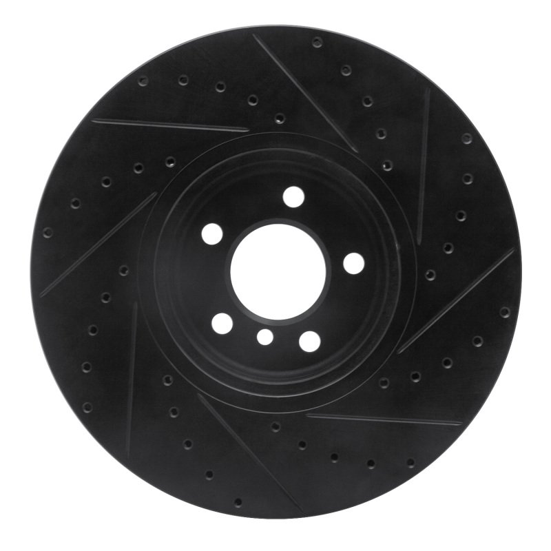 Picture of R1 08-19 BMW X5 Front Left Drilled & Slotted Black Brake Rotor