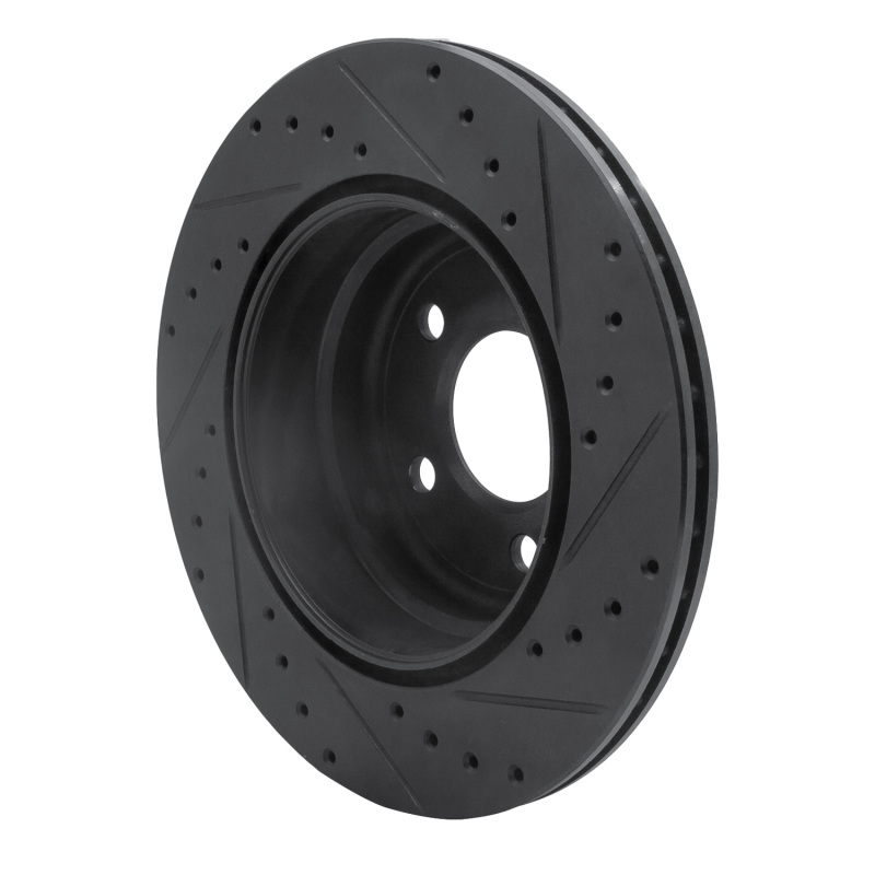 Picture of R1 07-19 BMW X5 Rear Left Drilled & Slotted Black Brake Rotor