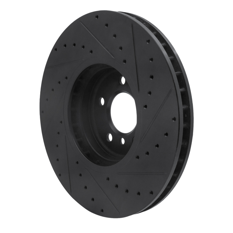 Picture of R1 08-19 BMW X5 Front Left Drilled & Slotted Black Brake Rotor