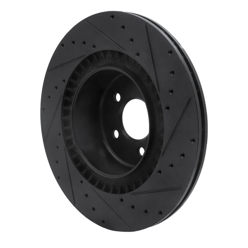 Picture of R1 10-14 BMW X5 Rear Left Drilled & Slotted Black Brake Rotor