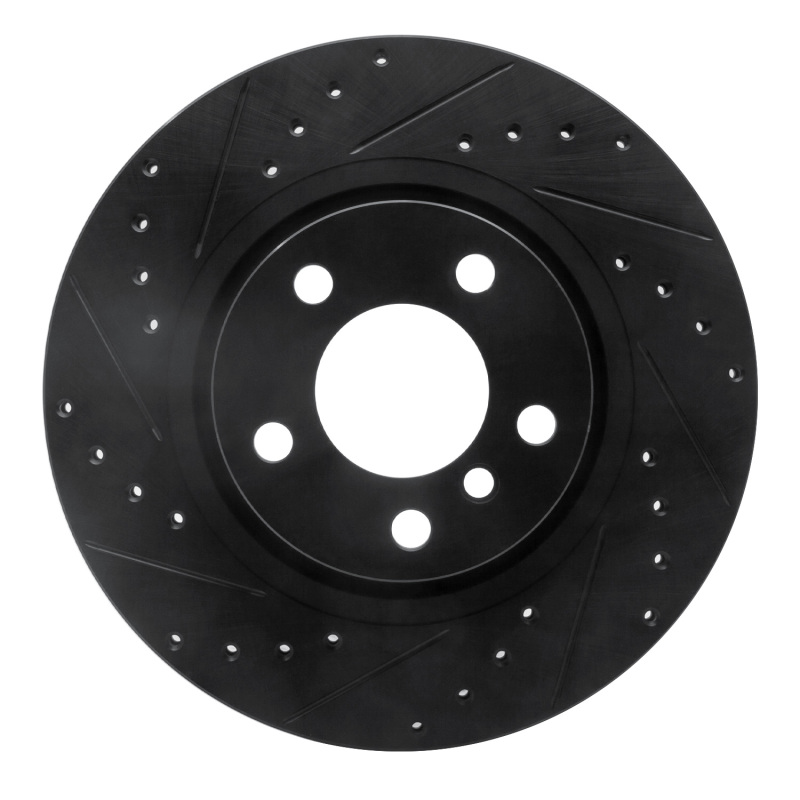 Picture of R1 11-18 BMW X4 Rear Left Drilled & Slotted Black Brake Rotor