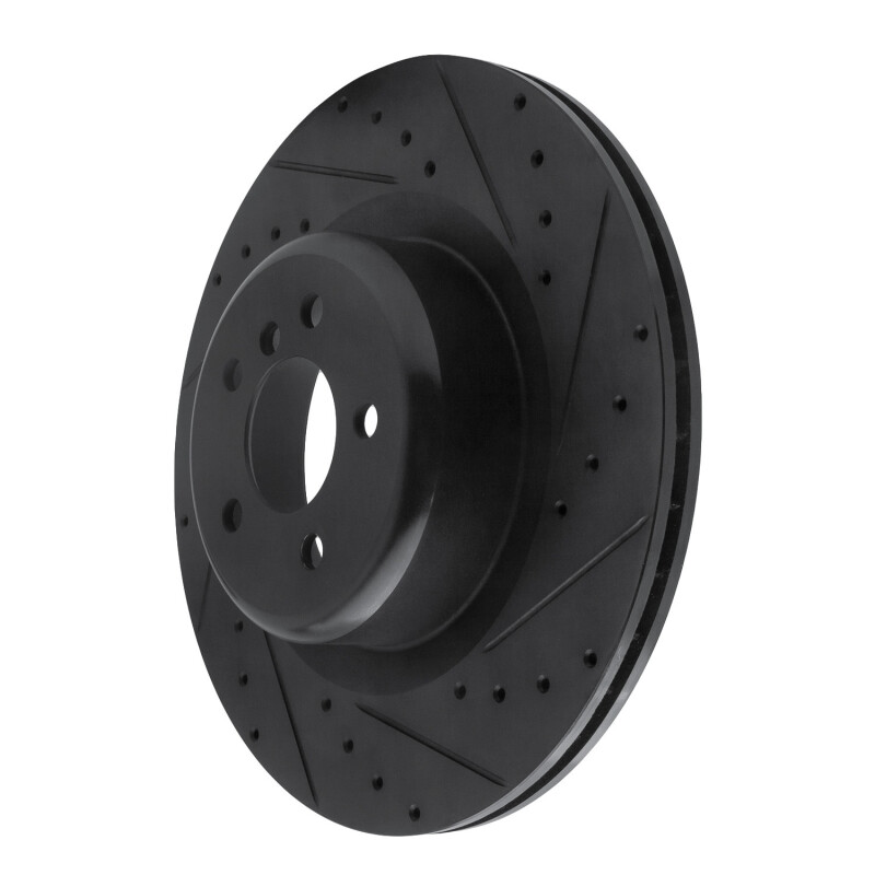 Picture of R1 10-14 BMW X6 Rear Right Drilled & Slotted Black Brake Rotor