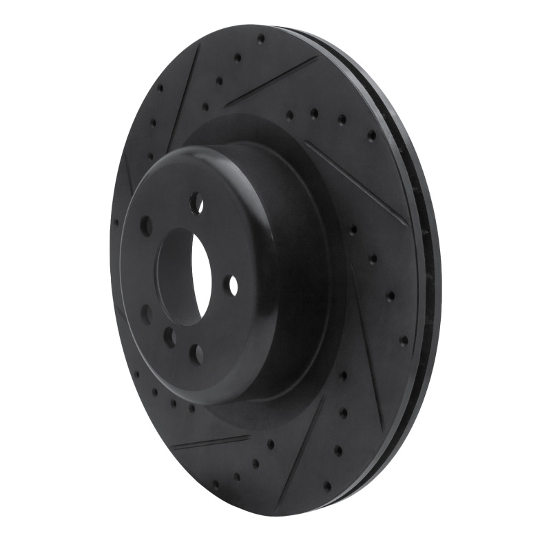 Picture of R1 10-14 BMW X5 Rear Left Drilled & Slotted Black Brake Rotor