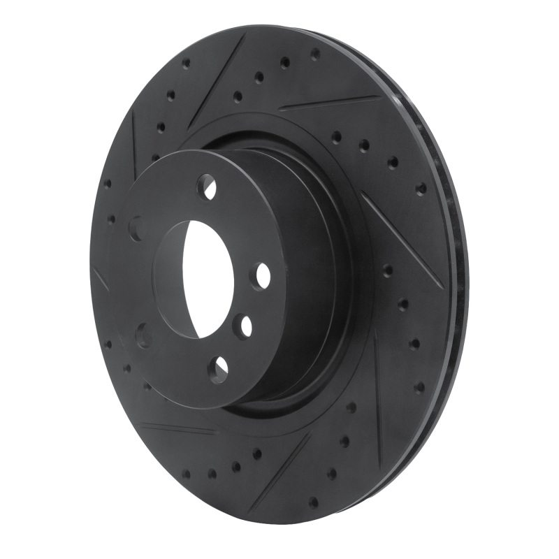 Picture of R1 11-18 BMW X4 Rear Left Drilled & Slotted Black Brake Rotor