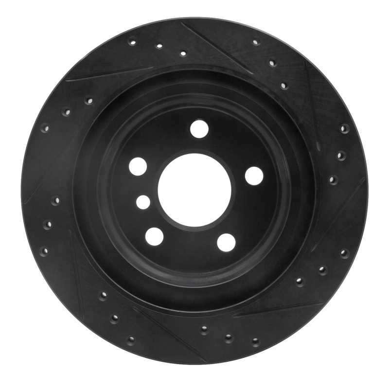 Picture of R1 16-26 BMW 228I Gran Coupe Rear Left Drilled & Slotted Black Brake Rotor