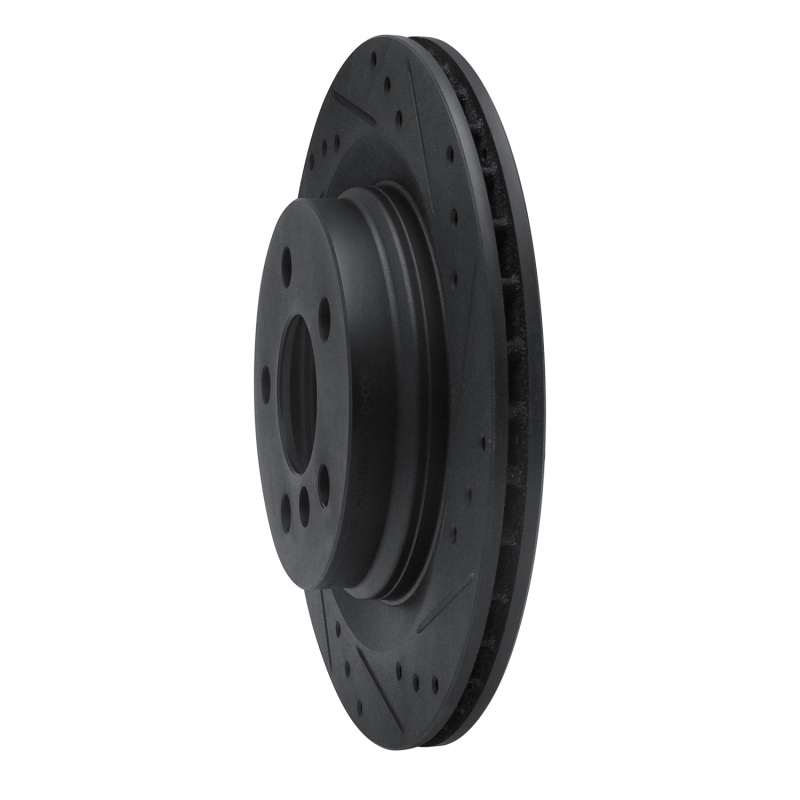Picture of R1 16-26 BMW 228I Gran Coupe Rear Right Drilled & Slotted Black Brake Rotor