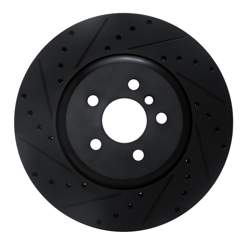 Picture of R1 17-25 BMW 430I Front Left Drilled & Slotted Black Brake Rotor