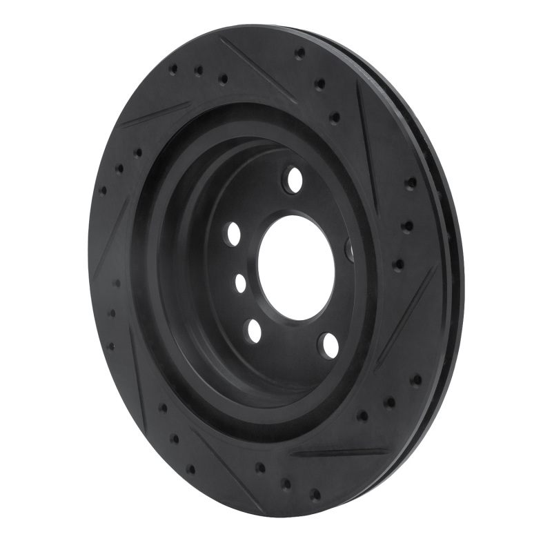 Picture of R1 16-26 BMW 228I Gran Coupe Rear Left Drilled & Slotted Black Brake Rotor