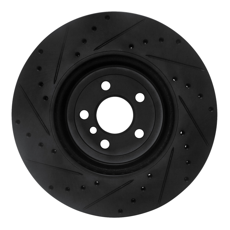 Picture of R1 17-25 BMW 330I Front Right Drilled & Slotted Black Brake Rotor