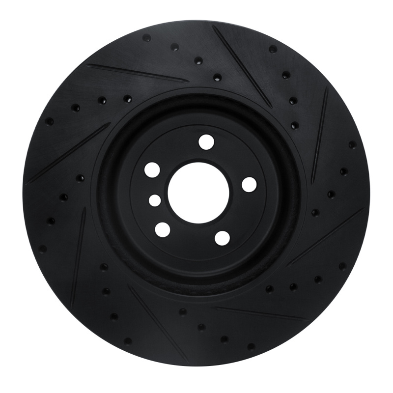 Picture of R1 17-25 BMW 430I Front Left Drilled & Slotted Black Brake Rotor