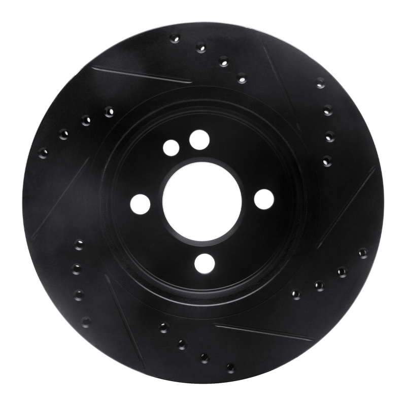 Picture of R1 02-08 Mini Cooper (Excl Clubman) Front Left Drilled & Slotted Black Brake Rotor