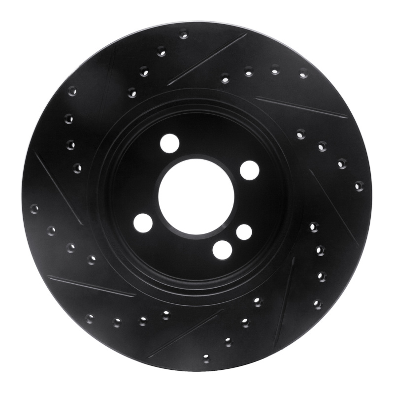 Picture of R1 07-15 Mini Cooper (Excl Clubman) Front Right Drilled & Slotted Black Brake Rotor