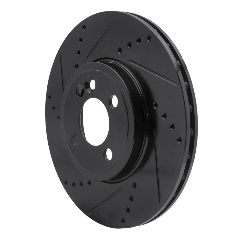 Picture of R1 07-15 Mini Cooper (Excl Clubman) Front Left Drilled & Slotted Black Brake Rotor