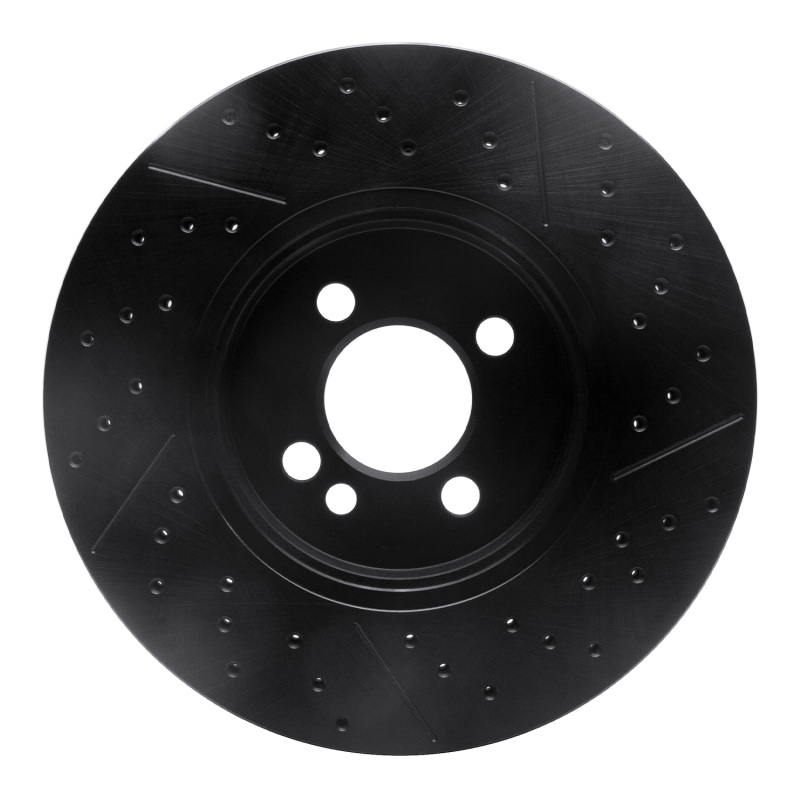 Picture of R1 07-15 Mini Cooper Clubman Front Drilled & Slotted Black Brake Rotor