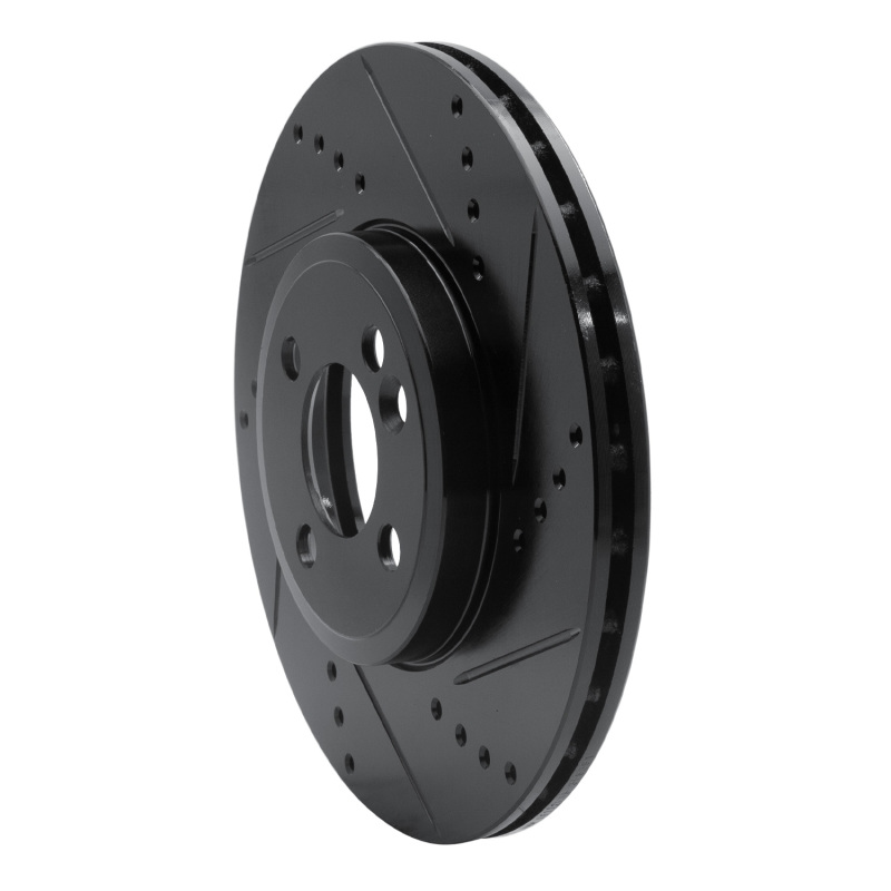 Picture of R1 07-15 Mini Cooper (Excl Clubman) Front Right Drilled & Slotted Black Brake Rotor
